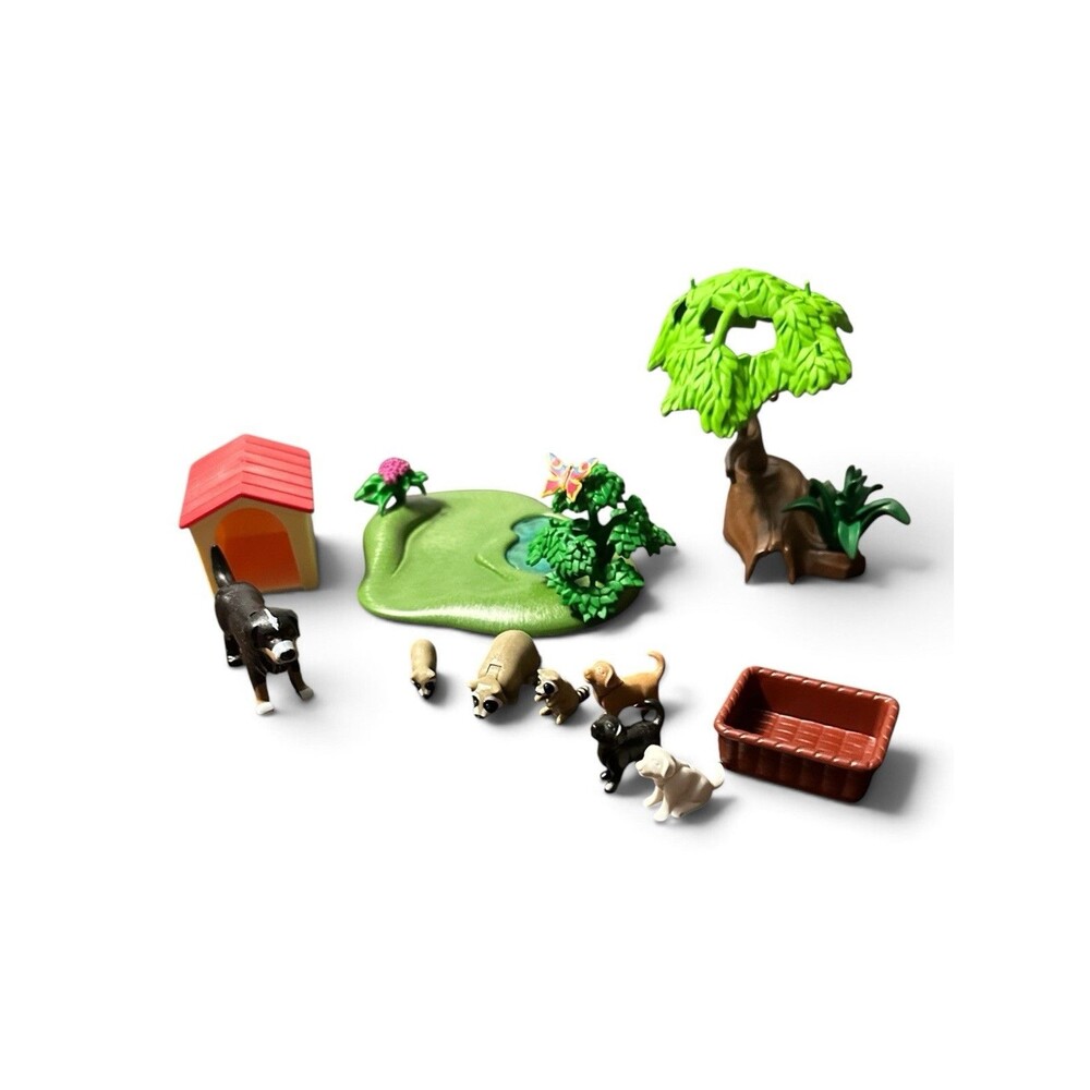 Playmobil Animals Dog Puppy Doghouse Raccoons Butterfly Trees Etc